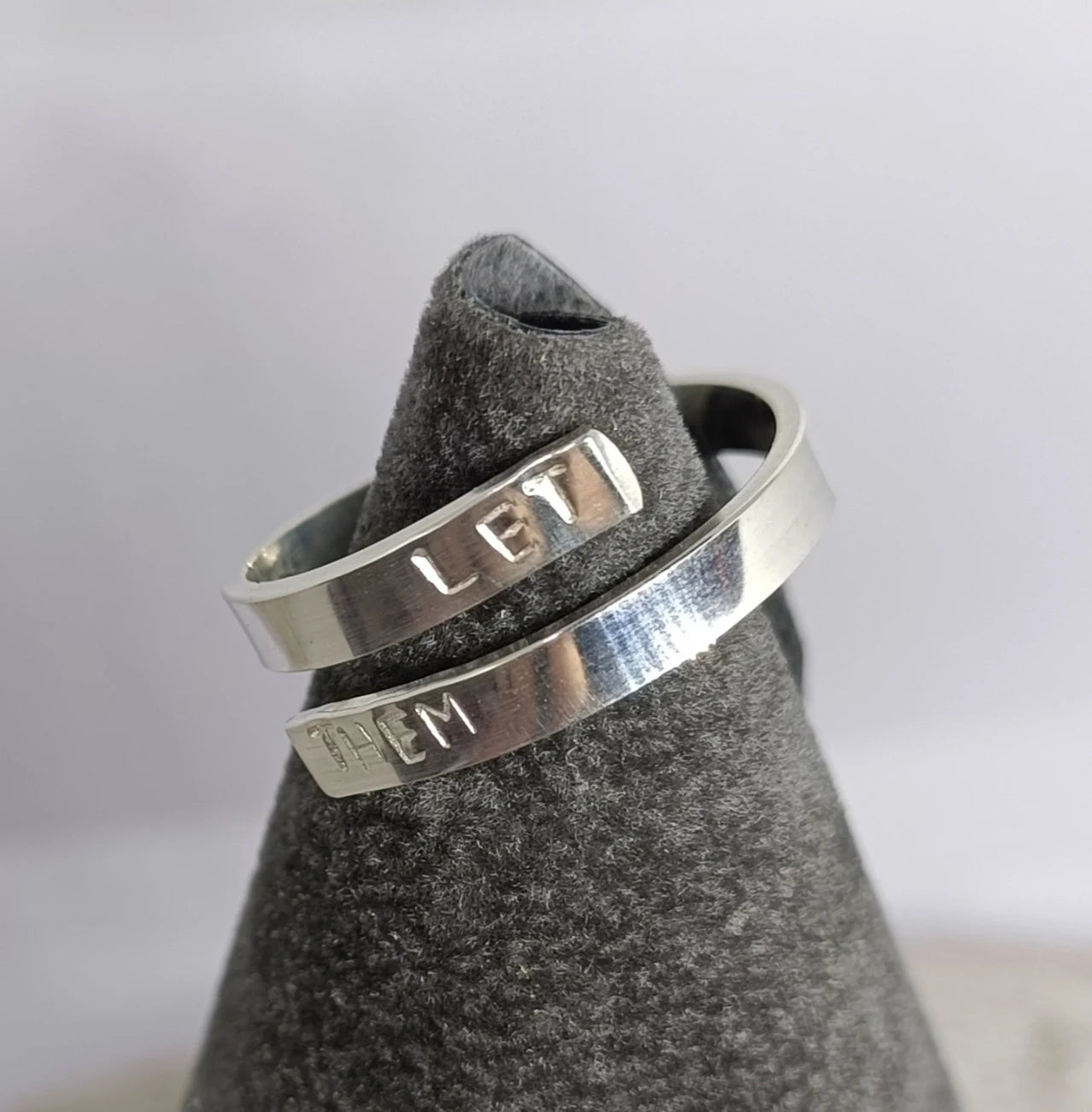 'Let them' adjustable silver thumb ring