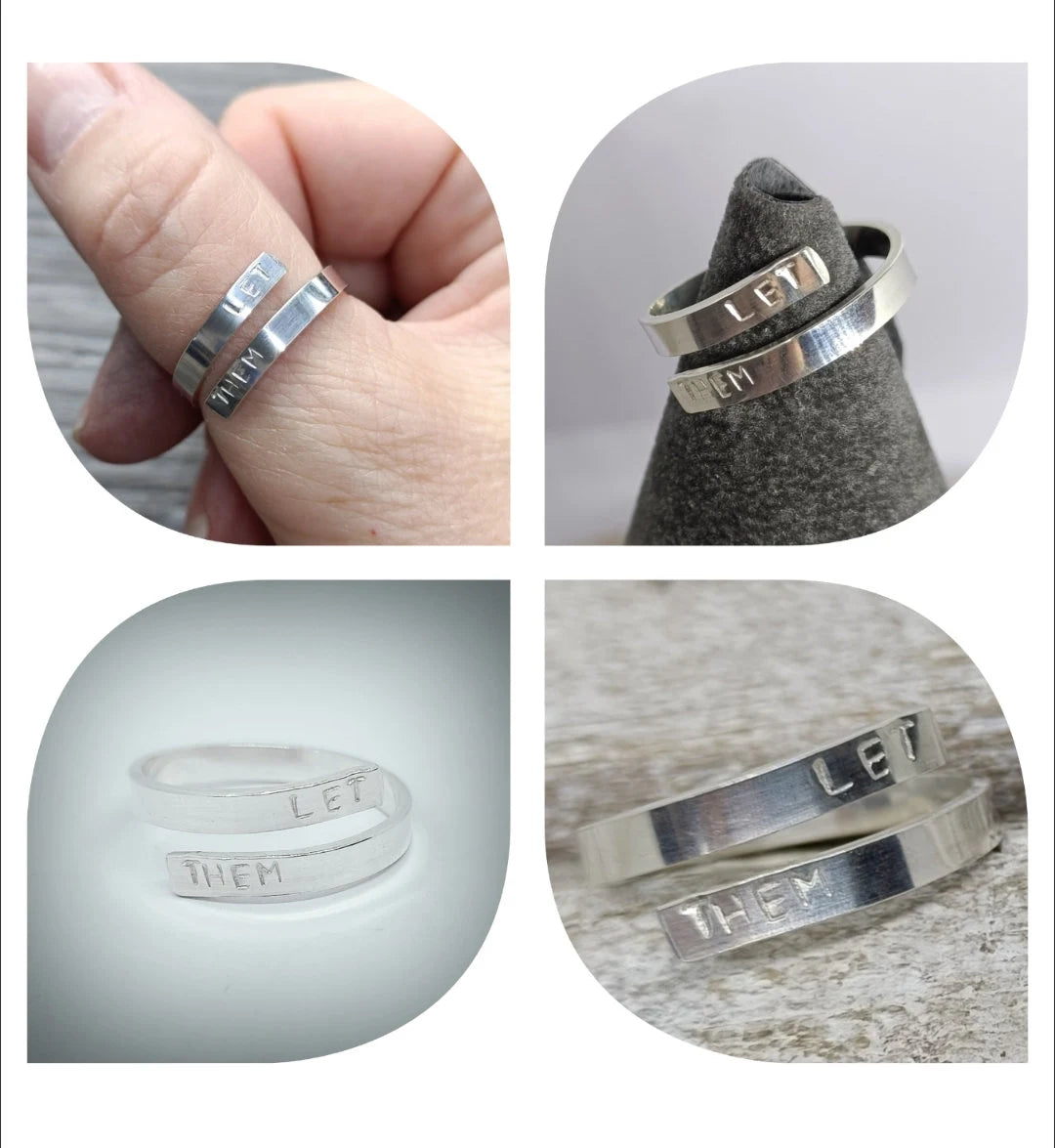 'Let them' adjustable silver thumb ring