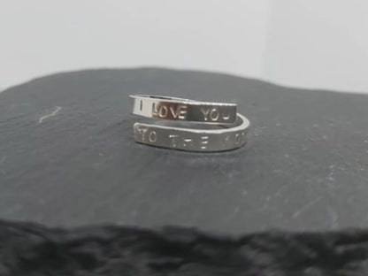 I love you to the moon adjustable silver thumb ring