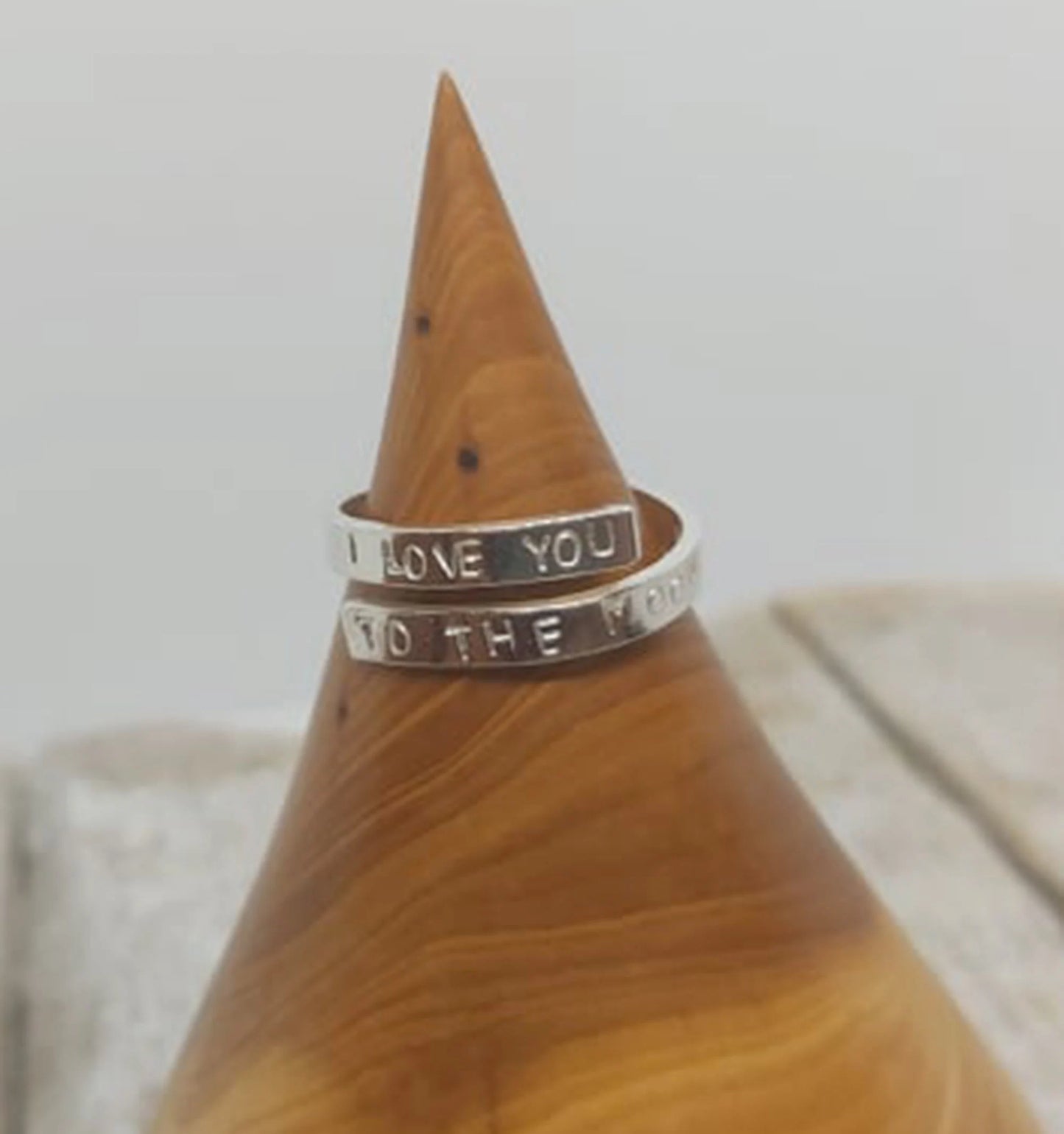 I love you to the moon adjustable silver thumb ring