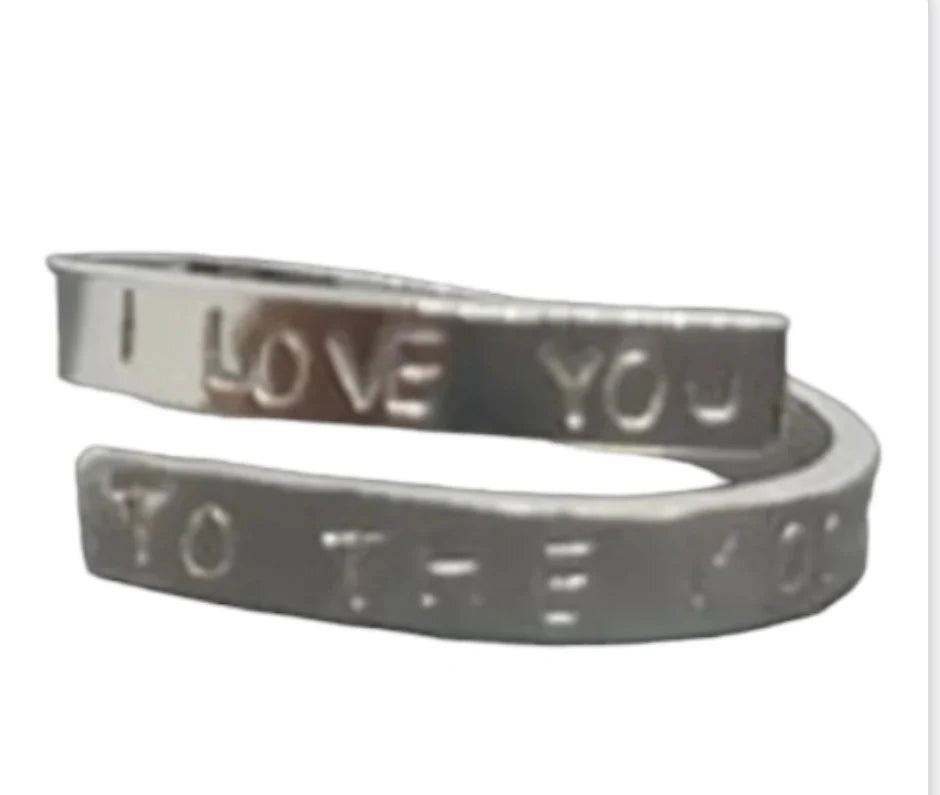 I love you to the moon adjustable silver thumb ring