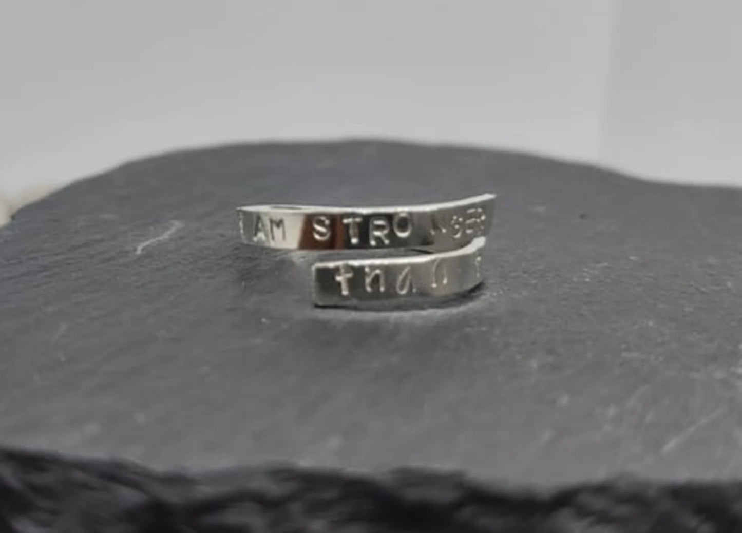 I am stronger than the storm adjustable silver thumb ring